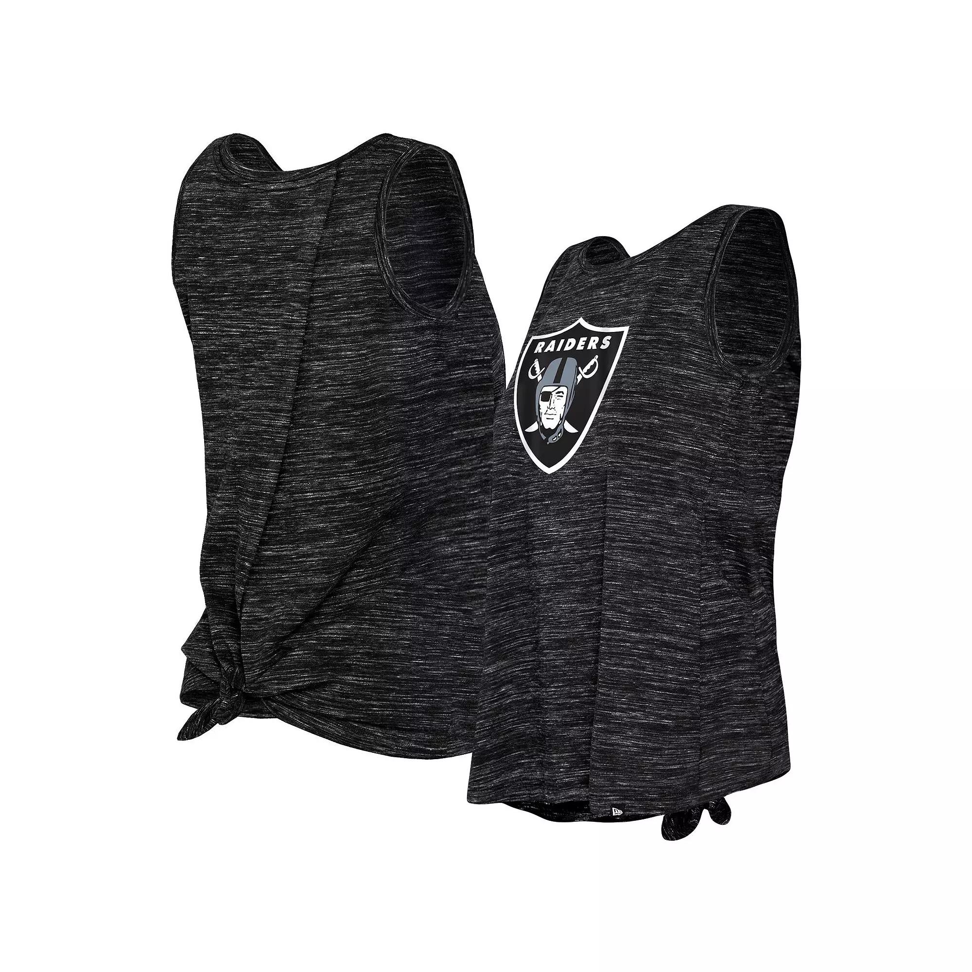 Women's New Era Black Las Vegas Raiders Space Dye Tie-Back Tank Top,  Product Image