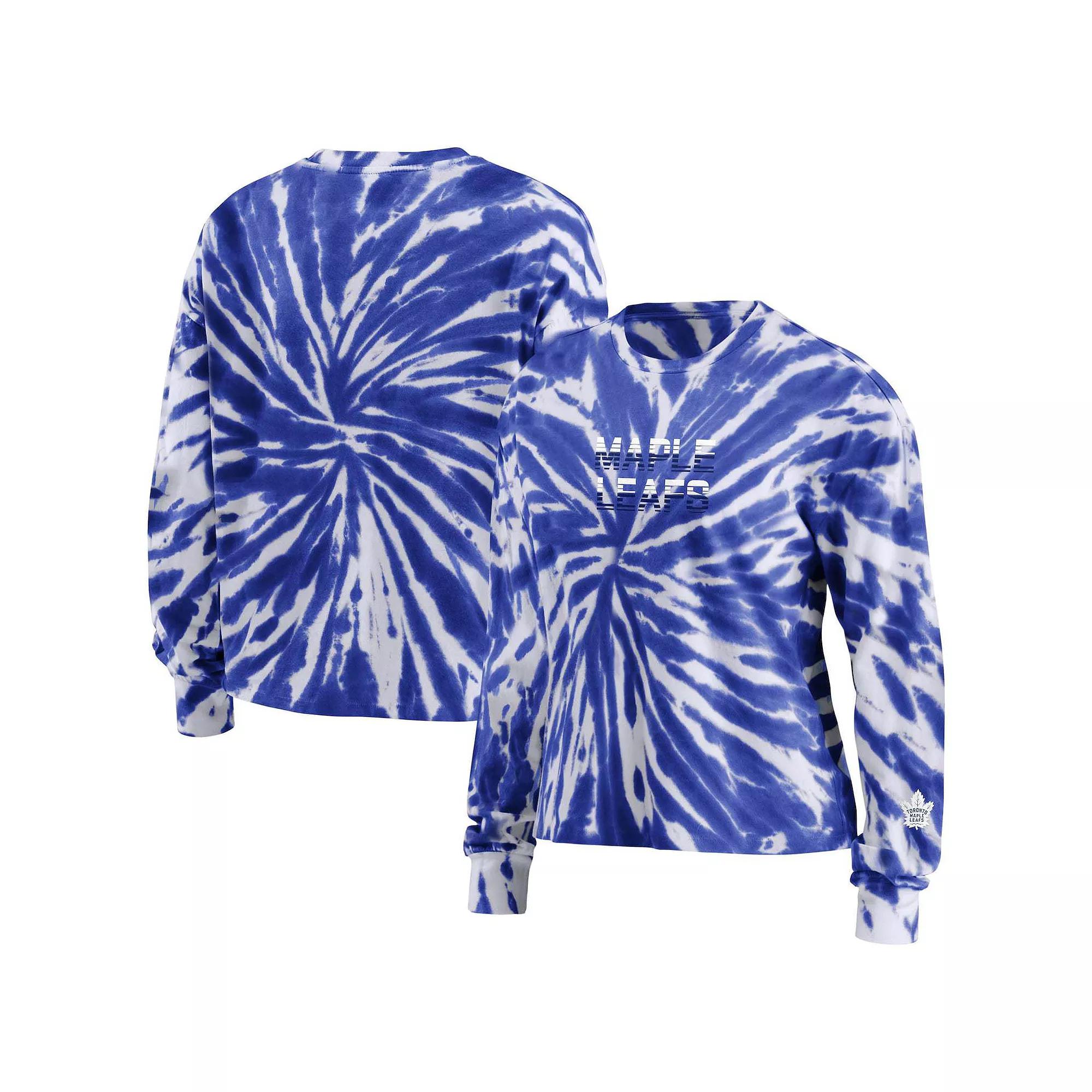 Women's WEAR by Erin Andrews Blue Toronto Maple Leafs Tie-Dye Long Sleeve T-Shirt, Size: Medium, Mpl Blue Product Image