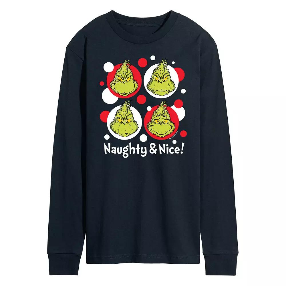 Men's Dr. Seuss Grinch Naughty & Nice Long Sleeve Tee,  Product Image