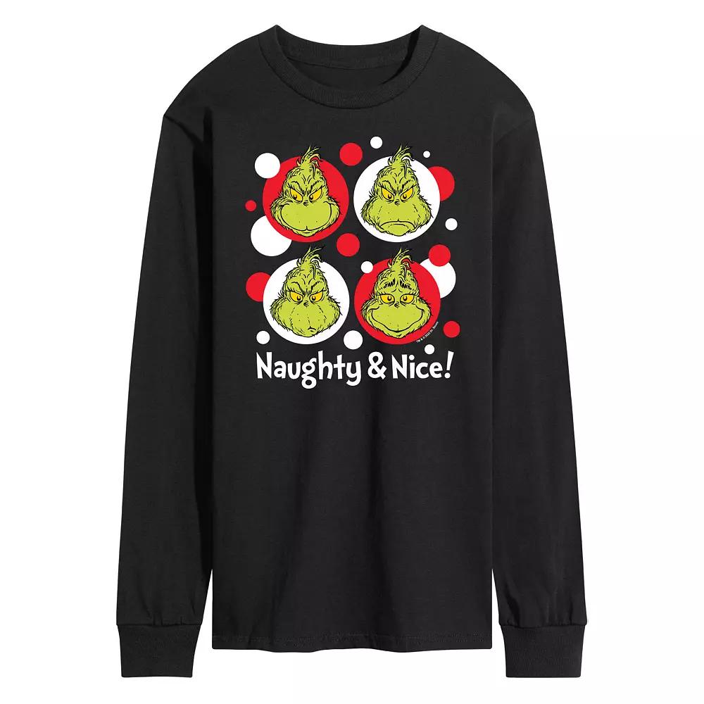 Men's Dr. Seuss Grinch Naughty & Nice Long Sleeve Tee,  Product Image
