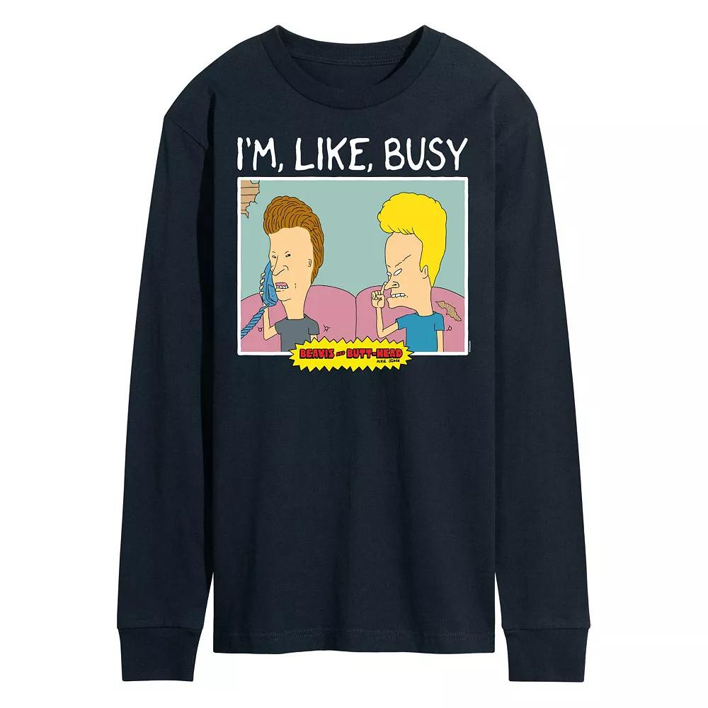 Men's Beavis And Butthead I'm Like Busy Long Sleeve Tee,  Product Image