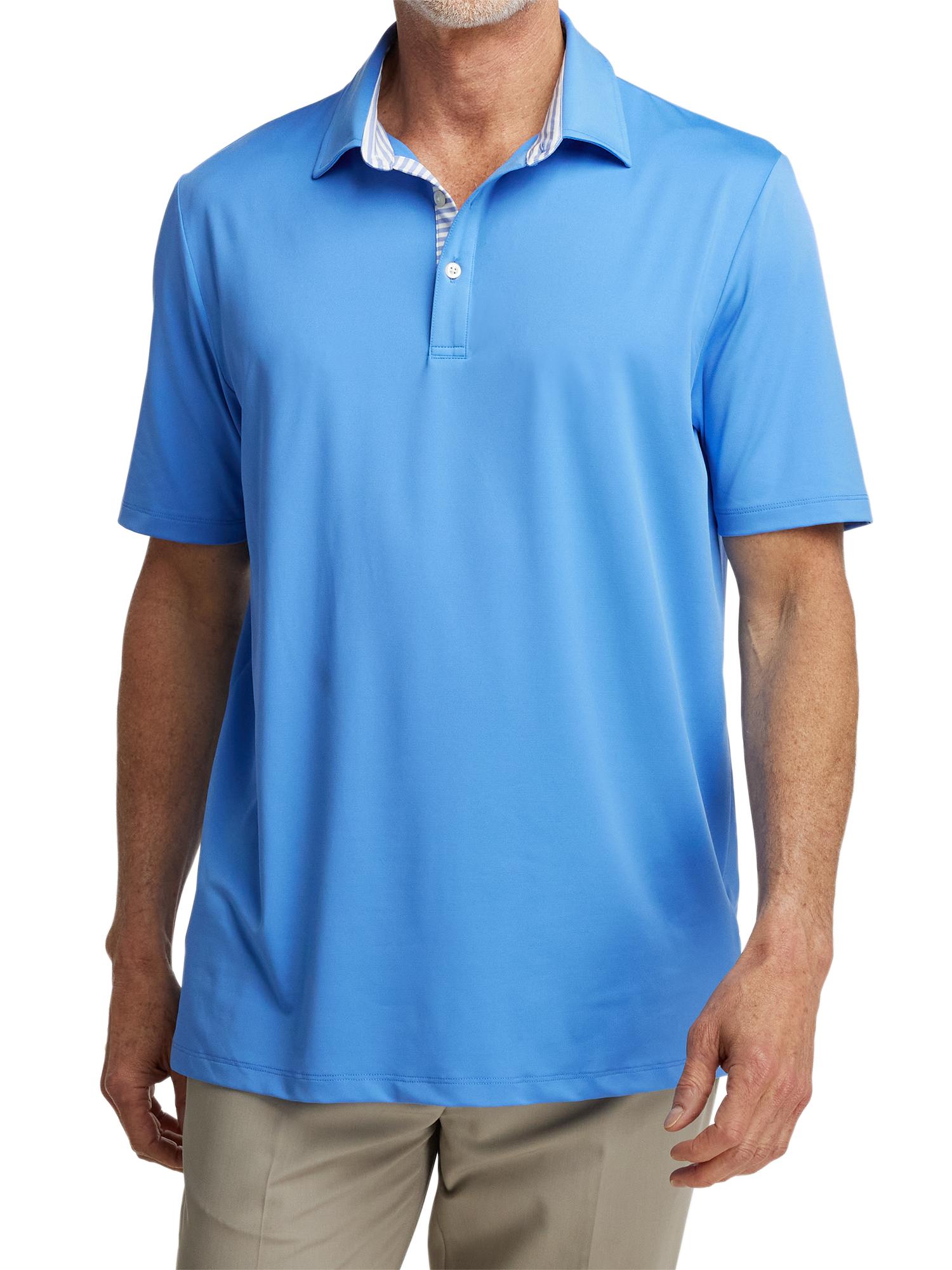 Performance Blend Three Button Polo - Blue Product Image