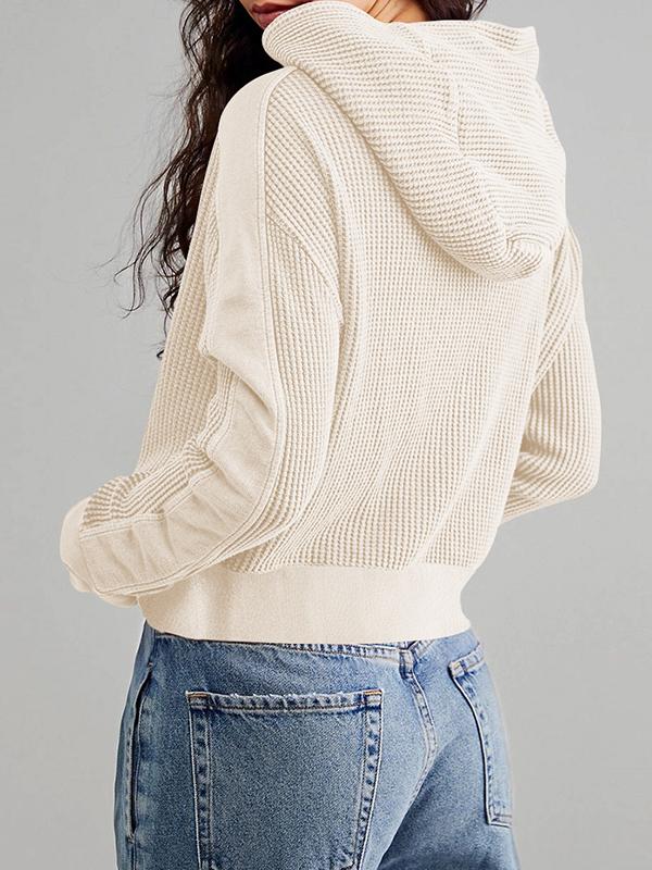 Hooded Long Sleeves Buttoned Pockets Split-Joint Zipper Hooded Outerwear Product Image