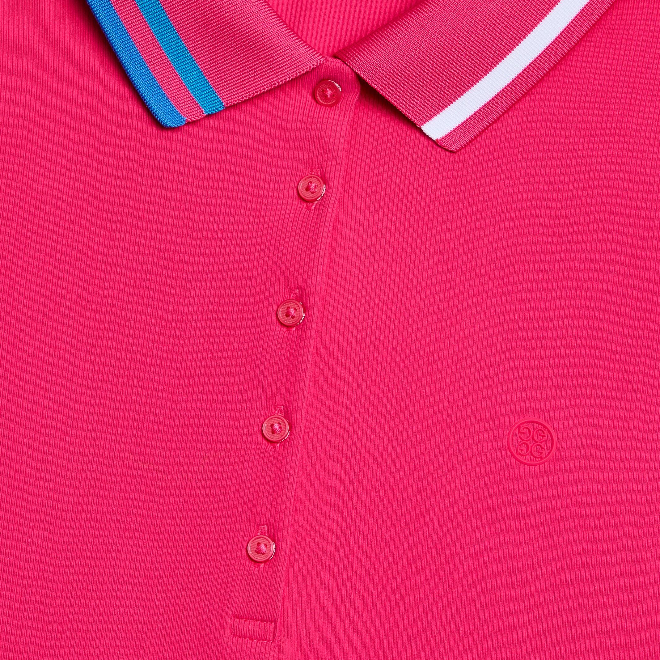 CONTRAST COLLAR RIBBED TECH NYLON LONG SLEEVE POLO Product Image