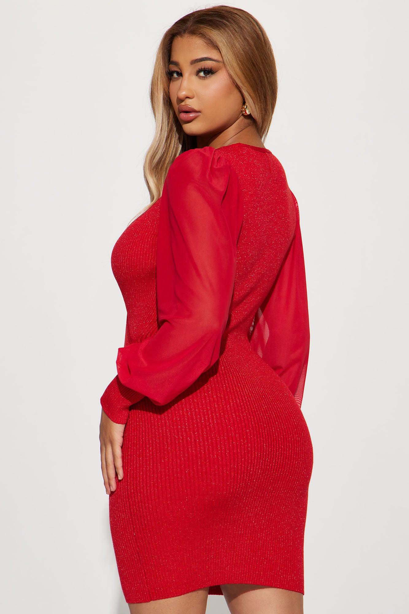 Stacy Sweater Mini Dress - Red Female Product Image