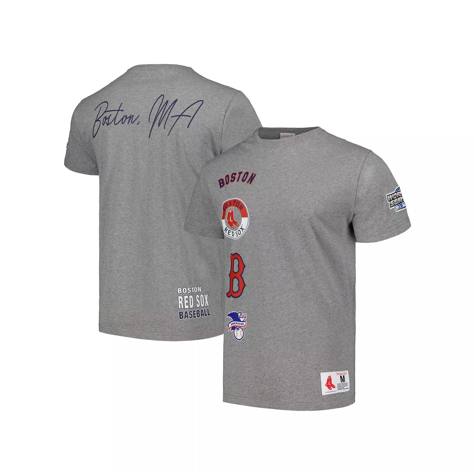 Men's Mitchell & Ness Heather Gray Boston Red Sox Cooperstown Collection City Collection T-Shirt, Size: Large, Grey Product Image