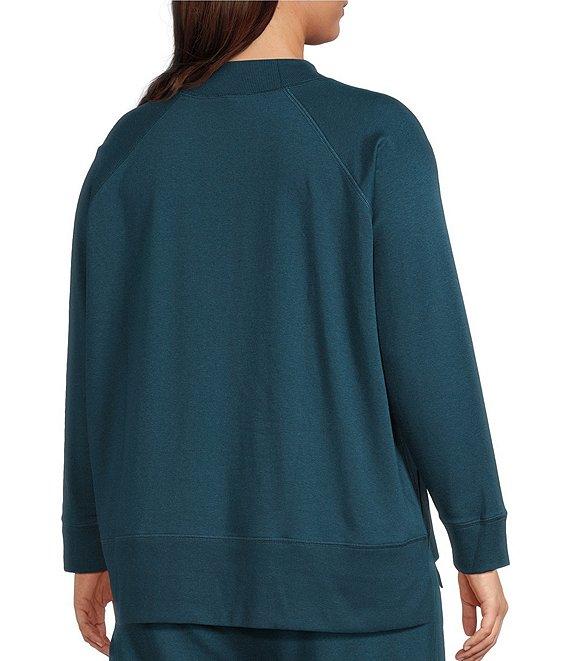 Eileen Fisher Plus Size Organic Cotton Blend Soft Knit High Neck Long Sleeve Top Product Image