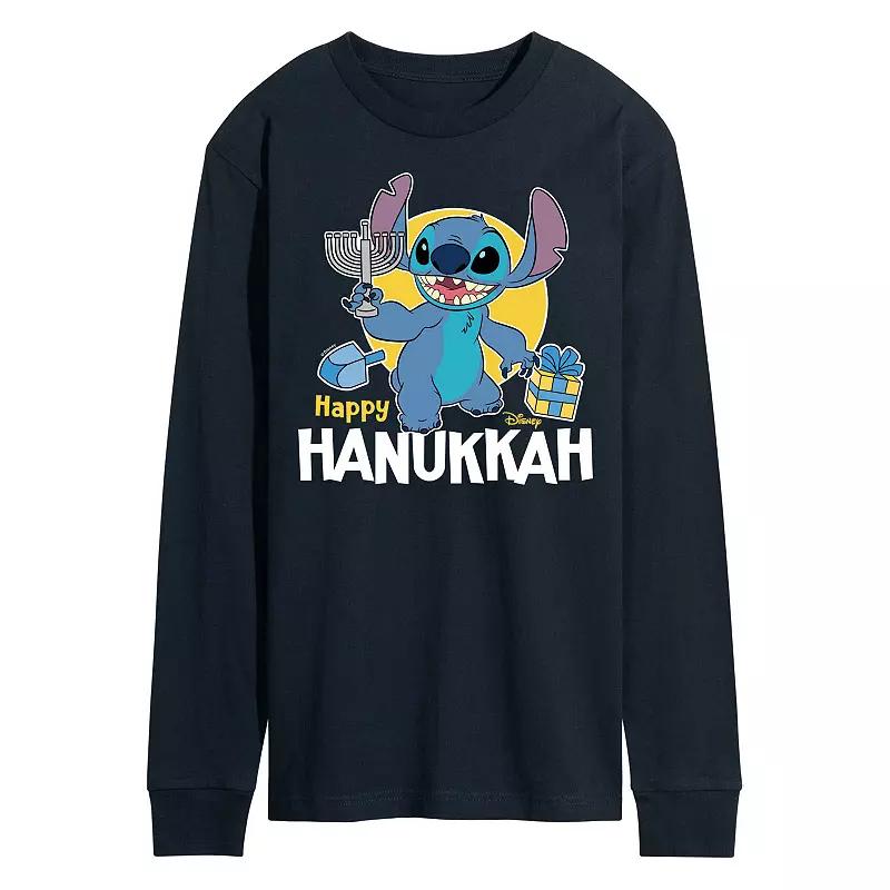 Disney's Lilo & Stitch Men's Happy Hanukkah Stitch Long Sleeve Graphic Tee,  Product Image