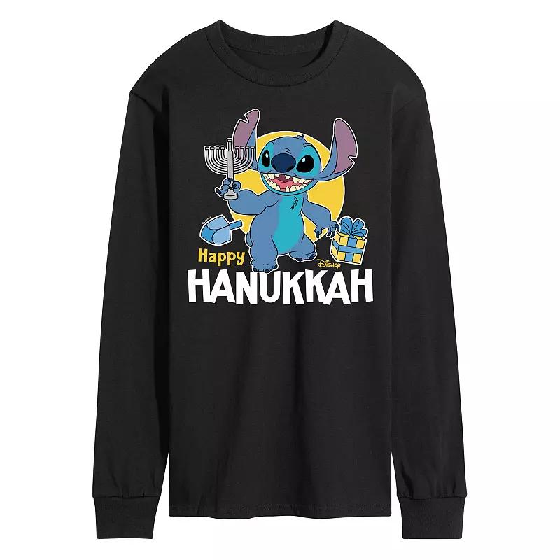 Disney's Lilo & Stitch Men's Happy Hanukkah Stitch Long Sleeve Graphic Tee,  Product Image