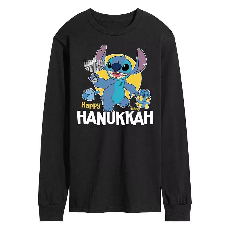 Disney's Lilo & Stitch Men's Happy Hanukkah Stitch Long Sleeve Graphic Tee,  Product Image
