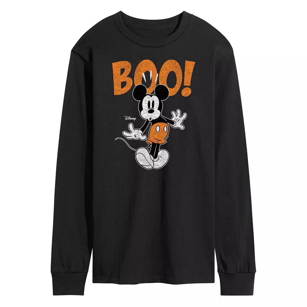 Disney's Mickey Mouse Men's Scared Boo Long Sleeve Graphic Tee,  Product Image