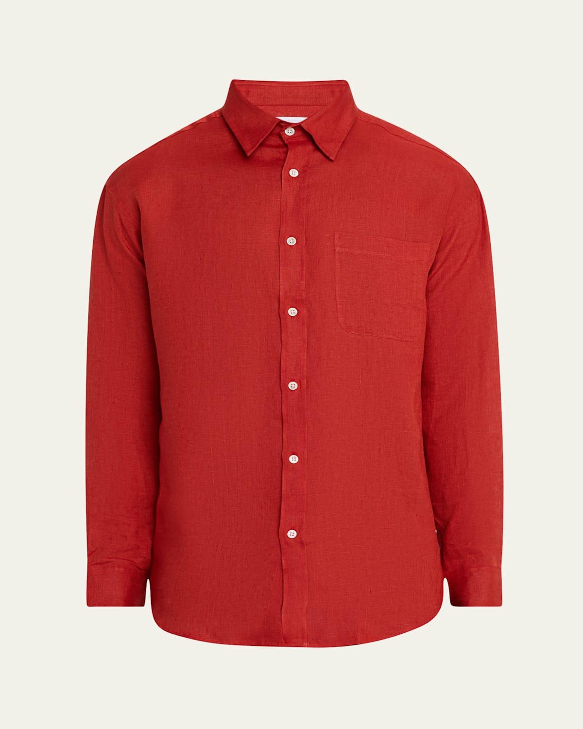 Mens Long-Sleeve Linen Shirt Product Image