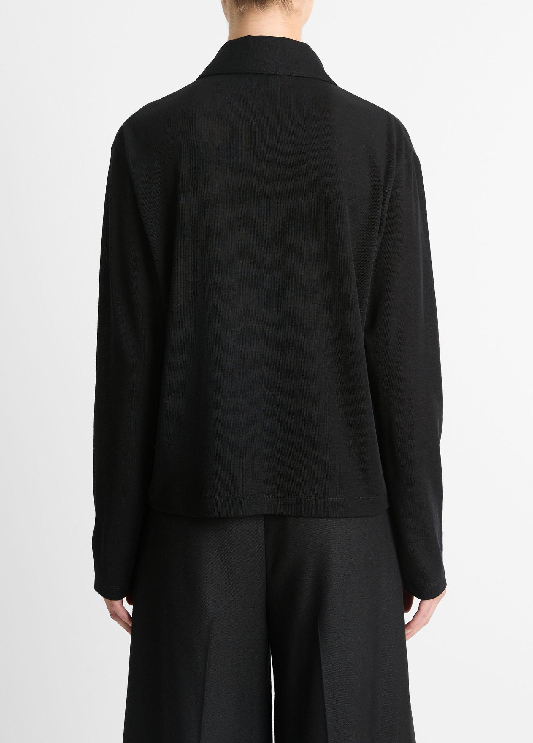 Wool Relaxed Long-Sleeve Polo Shirt Product Image