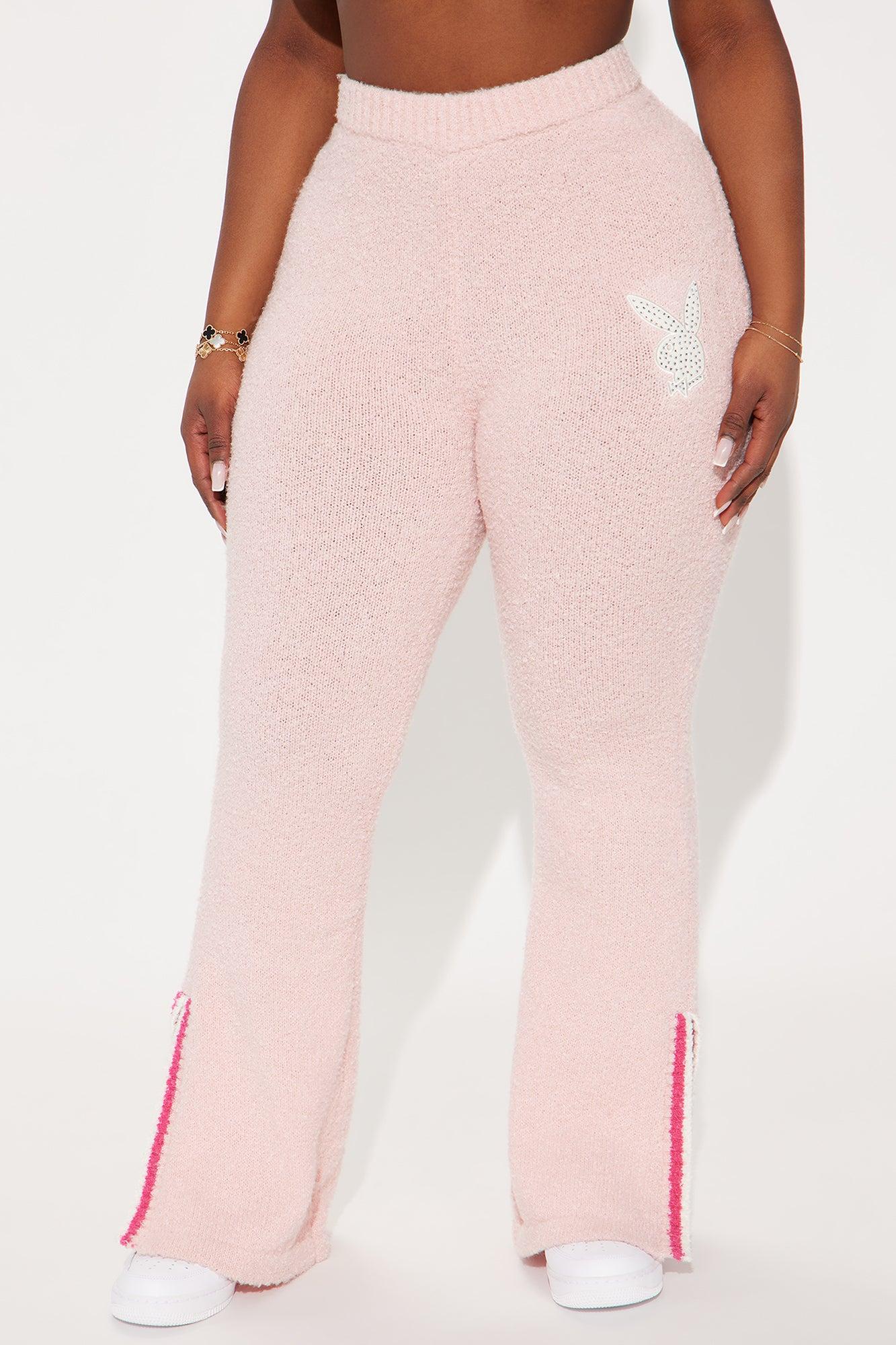 Playboy Rhinestone Cozy Wide Leg Pant - Pink Product Image