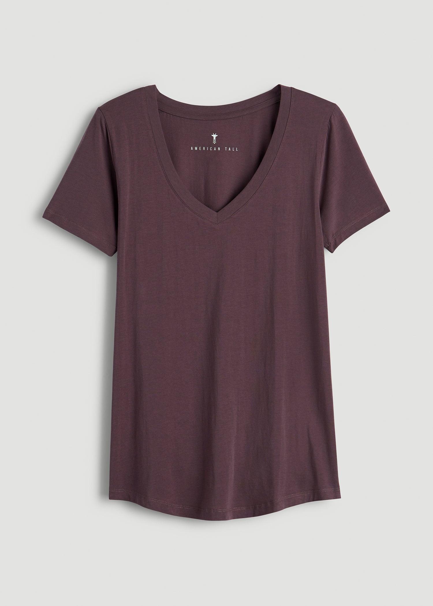 Scoop V-Neck Tee for Tall Women in Merlot Female Product Image