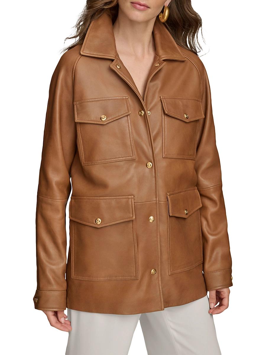 Womens Leather Field Jacket Product Image