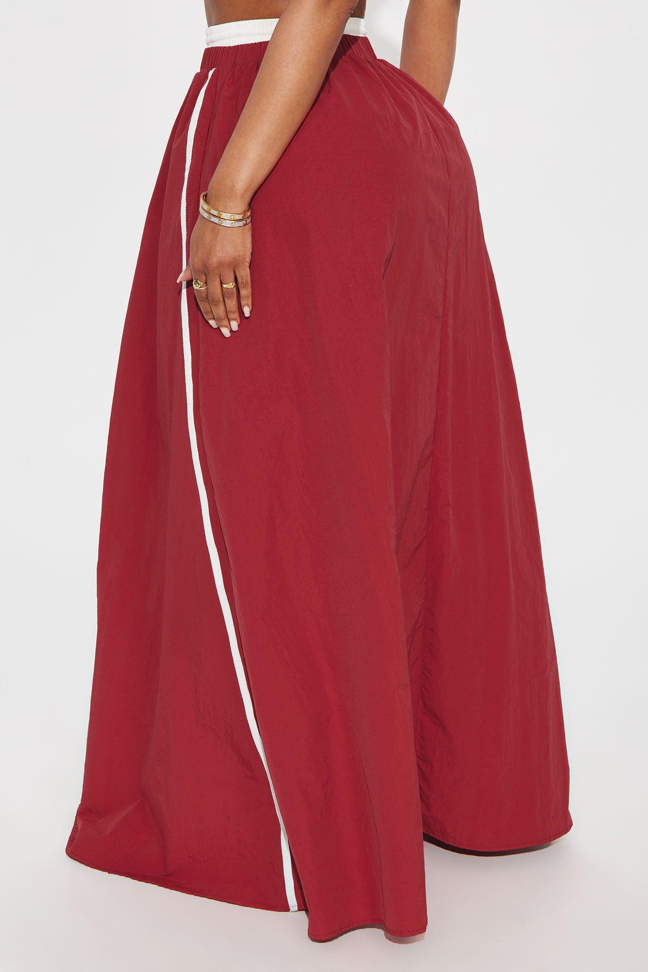 Sporty Gal Striped Maxi Skirt - Red Female Product Image