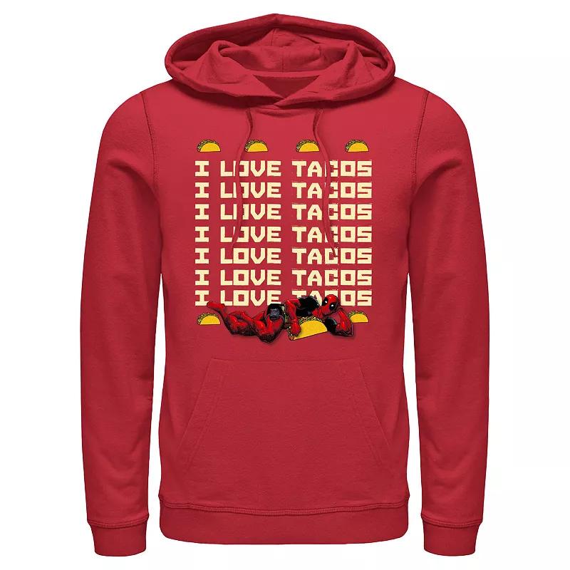 Marvel's Deadpool I Love Tacos Quote Men's Graphic Hoodie, Size: Large, Red Product Image