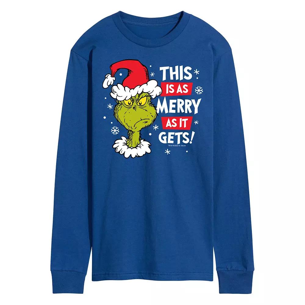 Men's Dr. Seuss Grinch This Is As Merry As It Gets Long Sleeve Tee,  Product Image