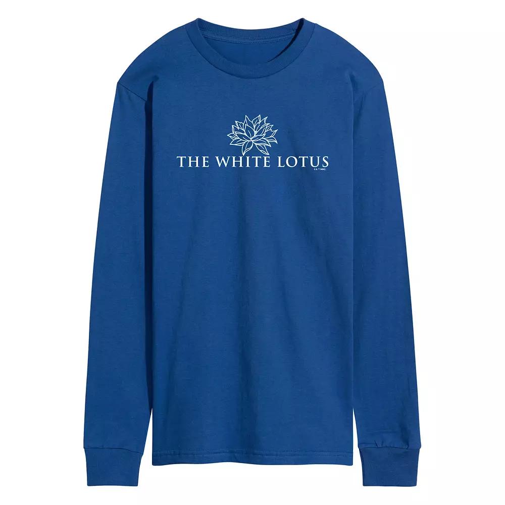 Men's White Lotus Logo Long Sleeve Graphic Tee,  Product Image