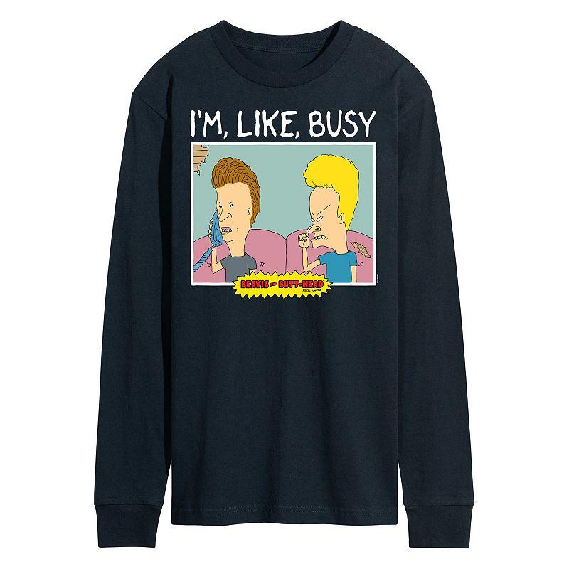 Men's Beavis And Butthead I'm Like Busy Long Sleeve Tee,  Product Image