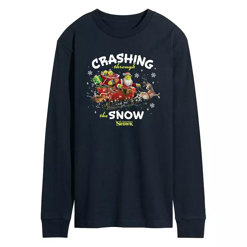 Men's Shrek Crashing Through The Snow Long Sleeve Graphic Tee,  Product Image