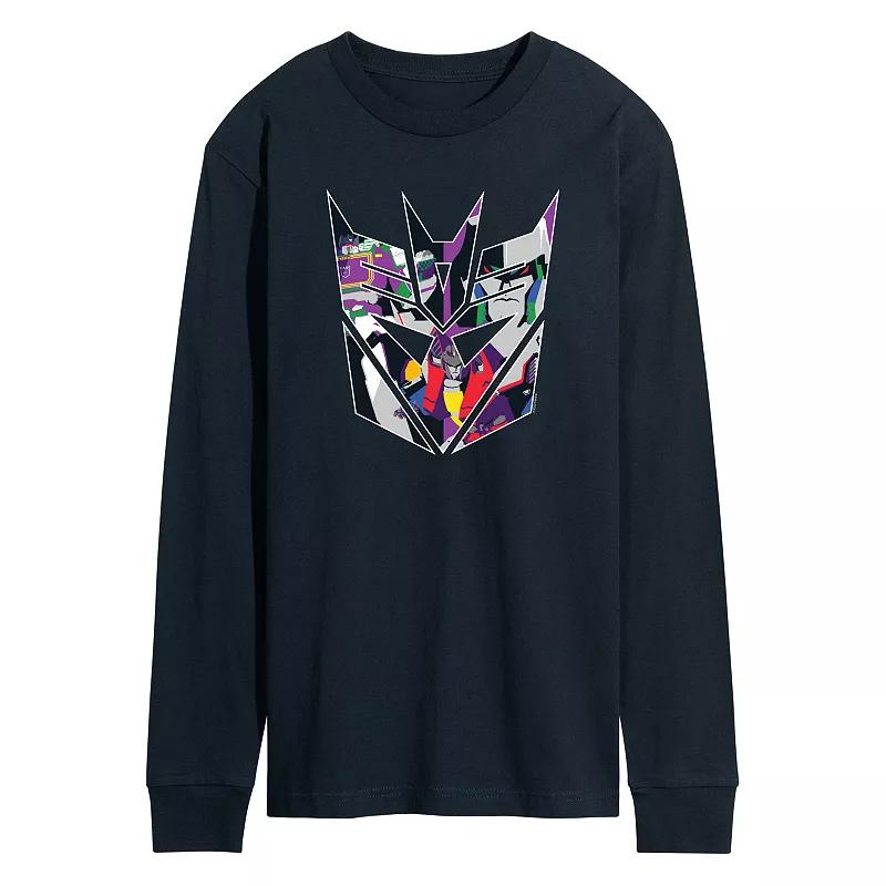 Mens Transformers Decepticon Logo Long Sleeve Graphic Tee Blue Product Image