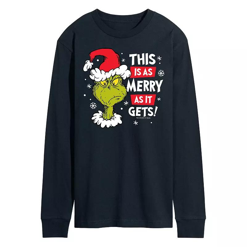 Men's Dr. Seuss Grinch This Is As Merry As It Gets Long Sleeve Tee,  Product Image
