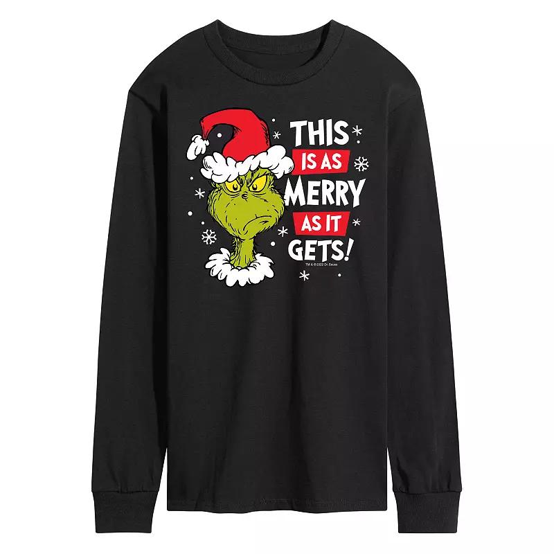 Men's Dr. Seuss Grinch This Is As Merry As It Gets Long Sleeve Tee,  Product Image
