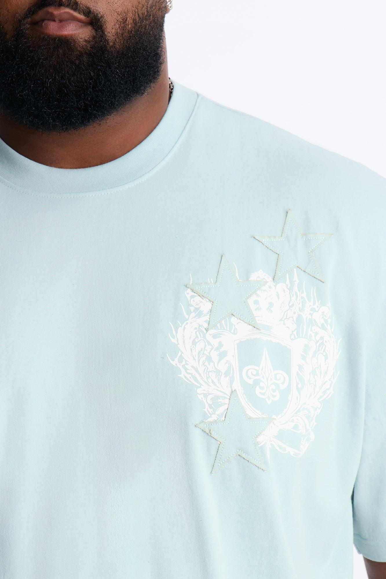 Star Royal Crest Washed Boxy Short Sleeve Tee - Blue Male Product Image