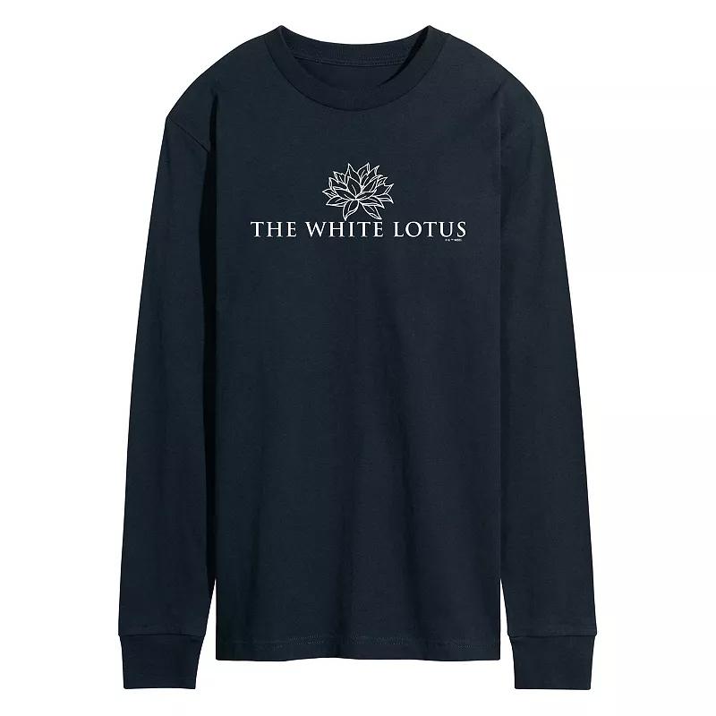 Men's White Lotus Logo Long Sleeve Graphic Tee,  Product Image