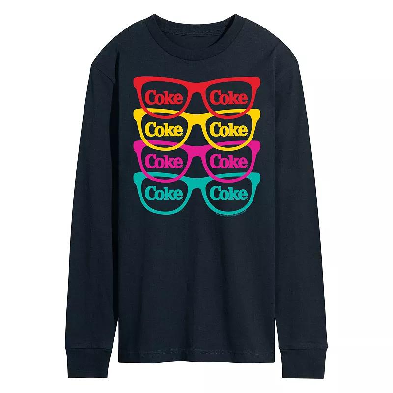 Mens Licensed Character CocaCola Sunglasses Long Sleeve Graphic Tee Blue Product Image