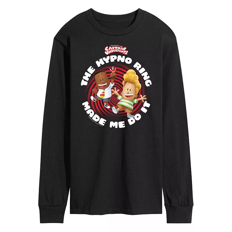 Men's Captain Underpants Hypno Ring Long Sleeve Graphic Tee,  Product Image