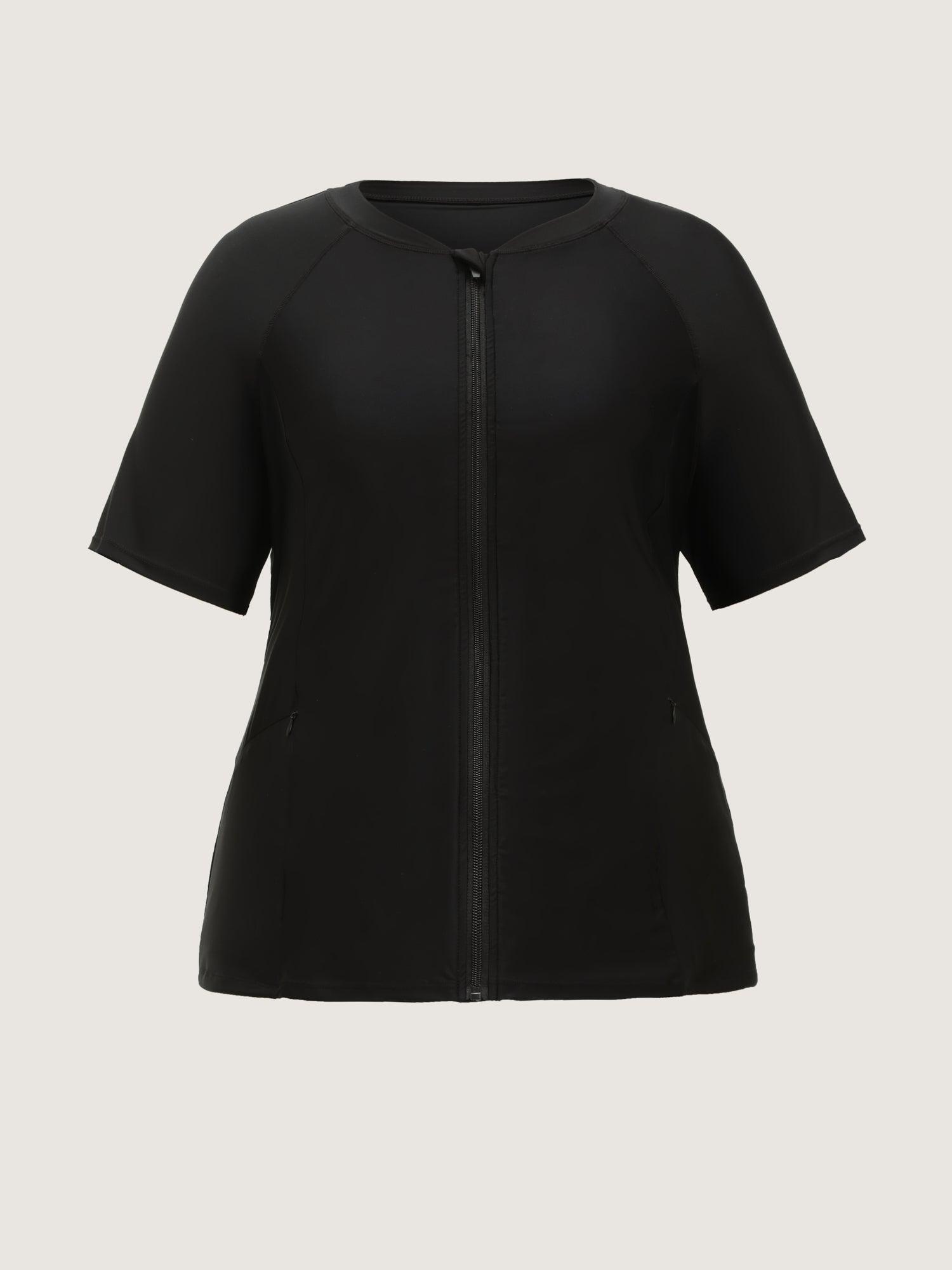 UPF 50+ Zipper Front Pockets Swim Top Female Product Image