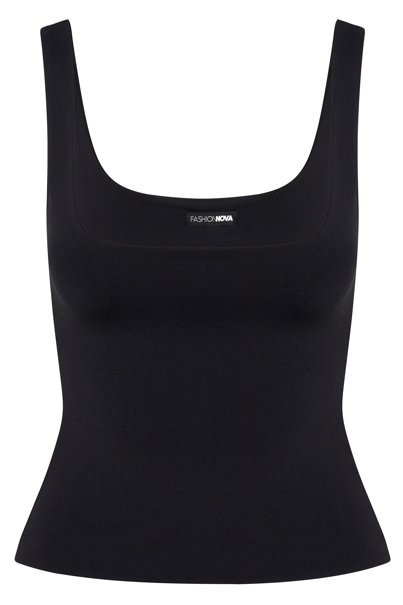 Contour Double Lined Square Neck Tank Top - Black Female Product Image