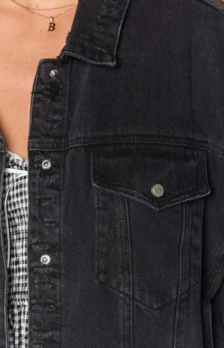 Hugo Black Oversized Denim Jacket Girls Product Image