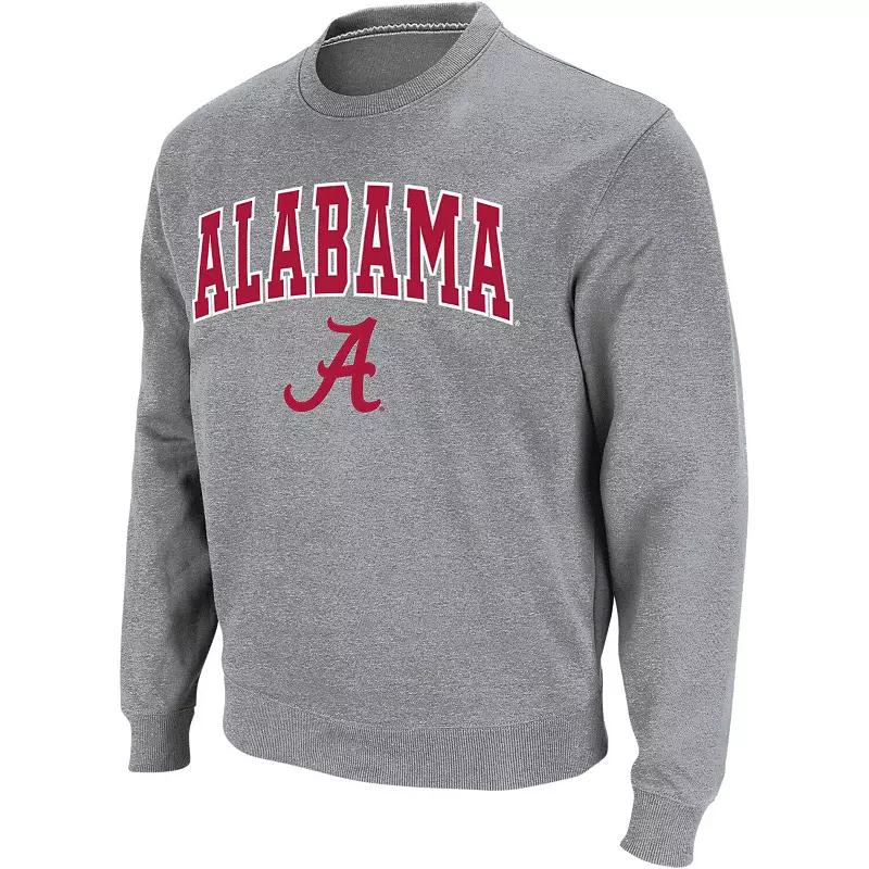 Men's Colosseum Heathered Gray Alabama Crimson Tide Arch & Logo Crew Neck Sweatshirt, Size: Large, Grey Product Image