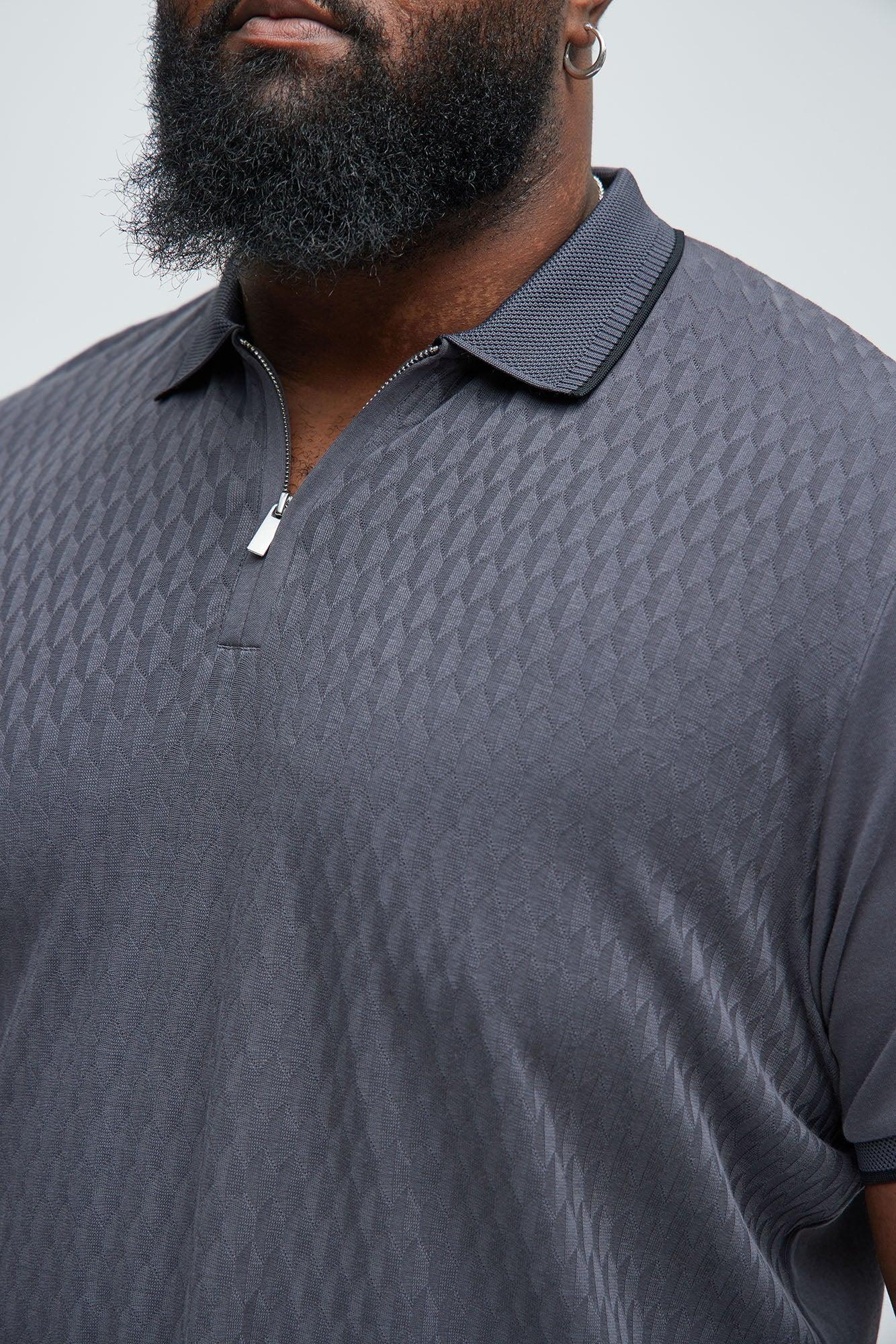 Fernando Textured Polo - Charcoal Product Image