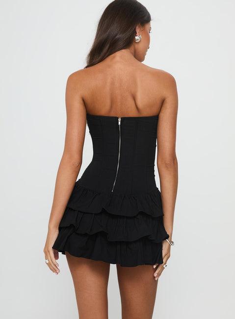 Valentia Tiered Mini Dress Black Product Image