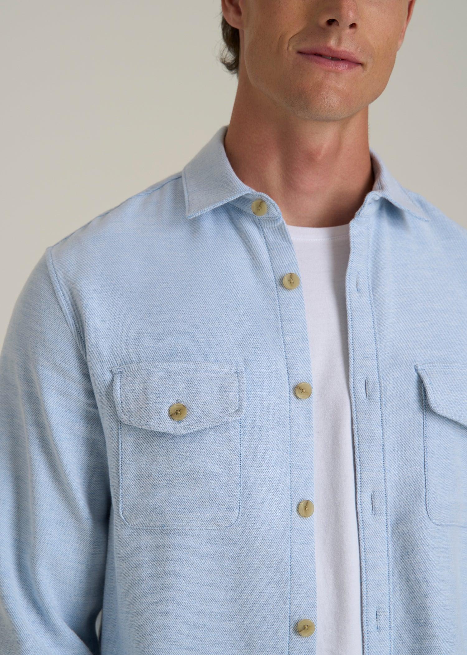 Everyday Comfort Terry Overshirt for Tall Men in Cloud Blue Male Product Image