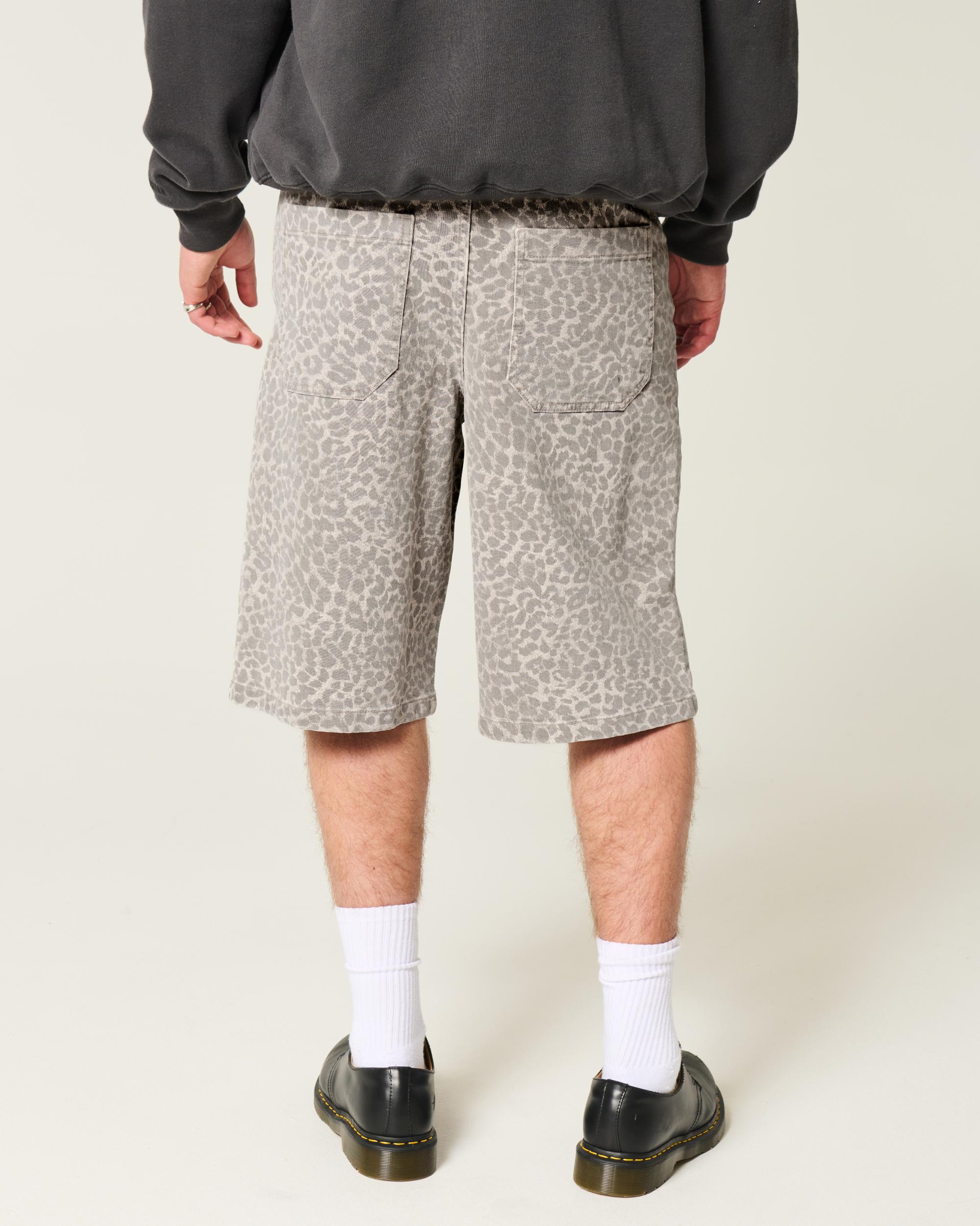 Below-the-Knee Washed Black Super Baggy Denim Shorts Product Image