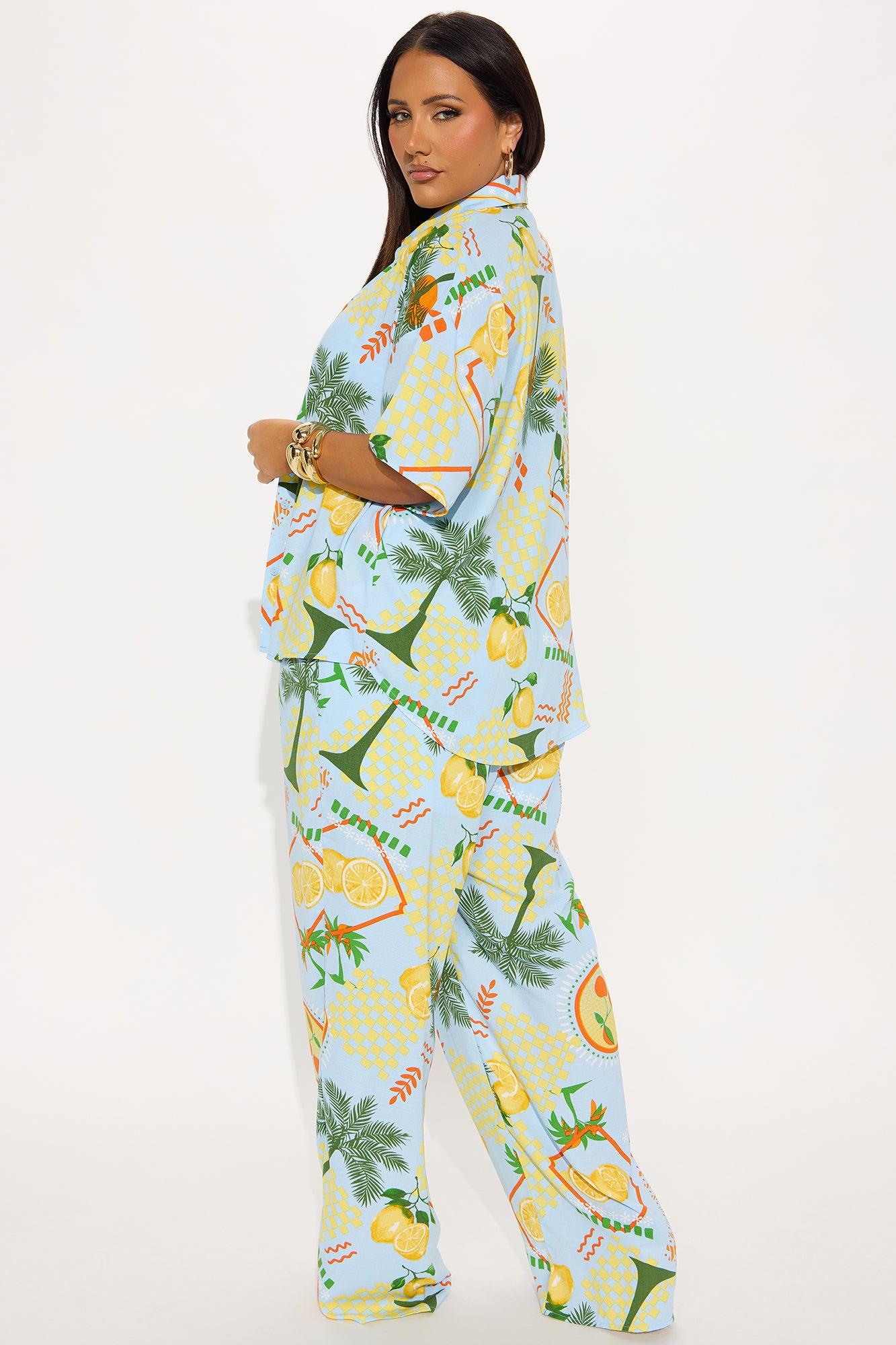 Zesty Attitude Pant Set - Blue/combo Product Image