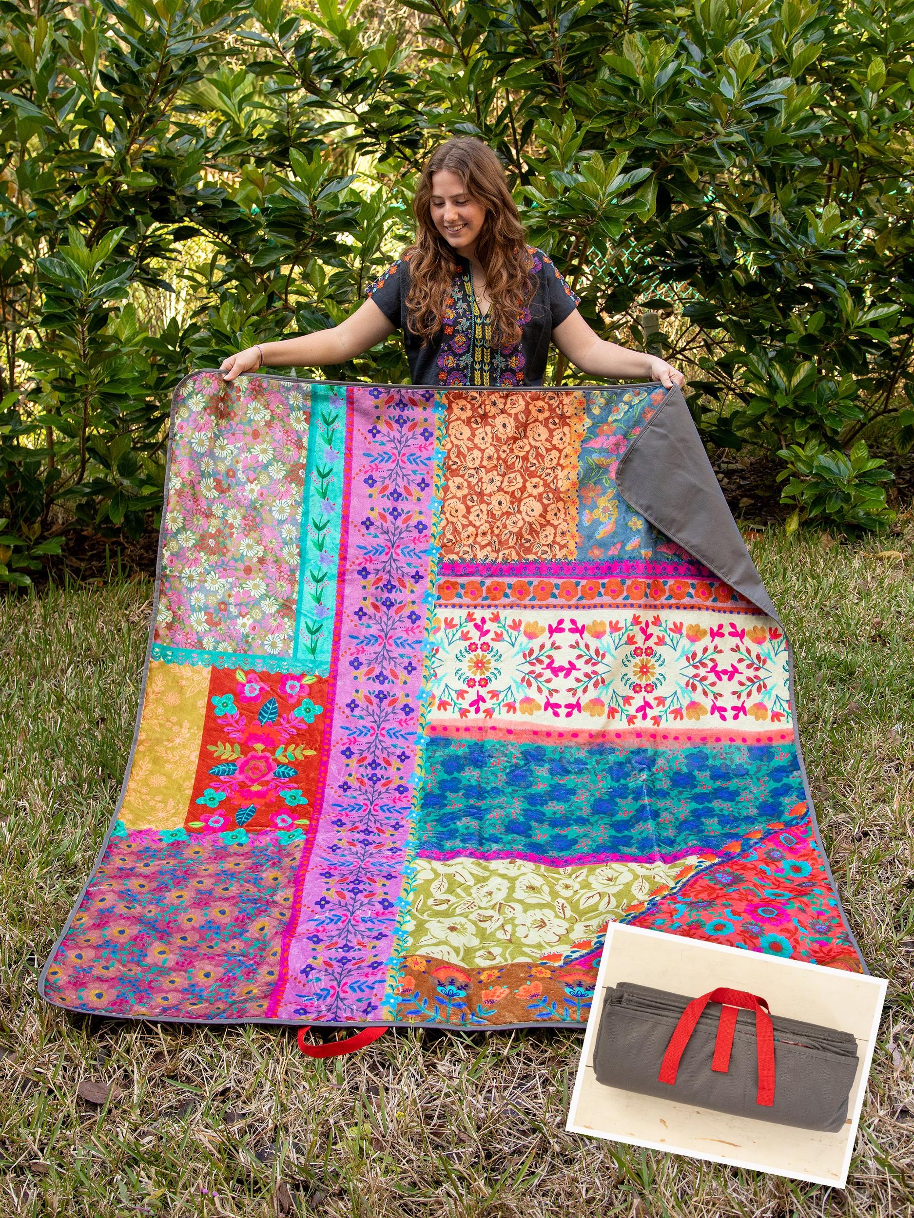 XL Water Resistant Picnic Blanket - Multi Patchwork Product Image