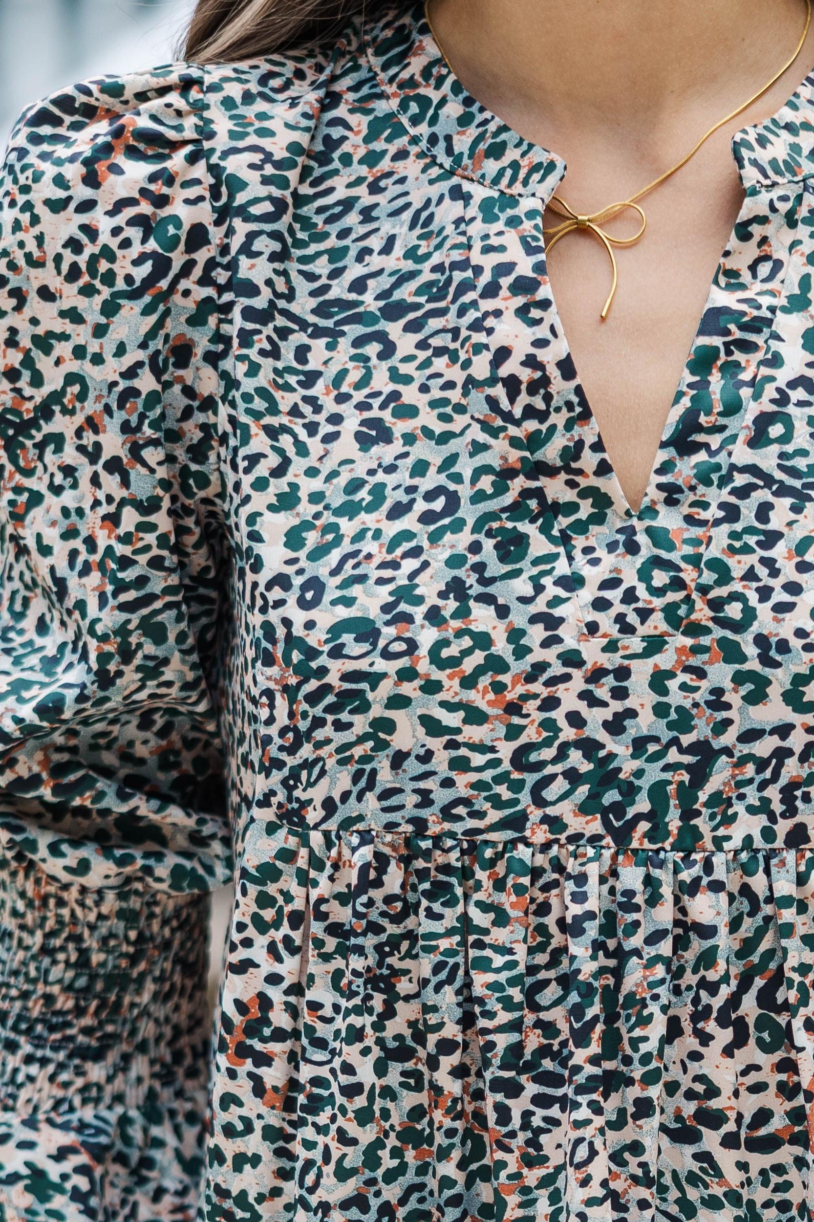 In Your Happy Place Olive Green Leopard Dress Female Product Image