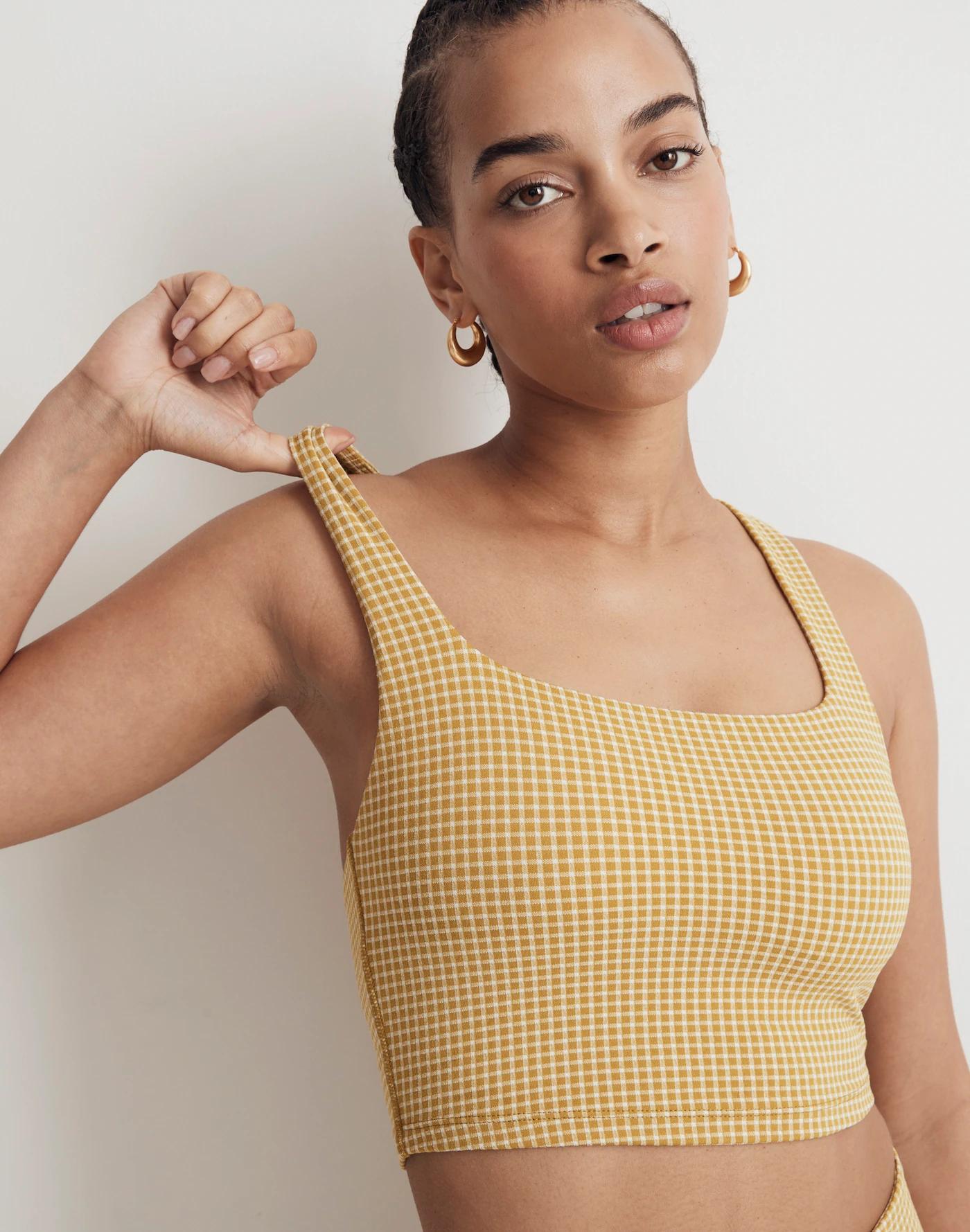 Flex Racerback Crop Tank Top in Gingham Product Image