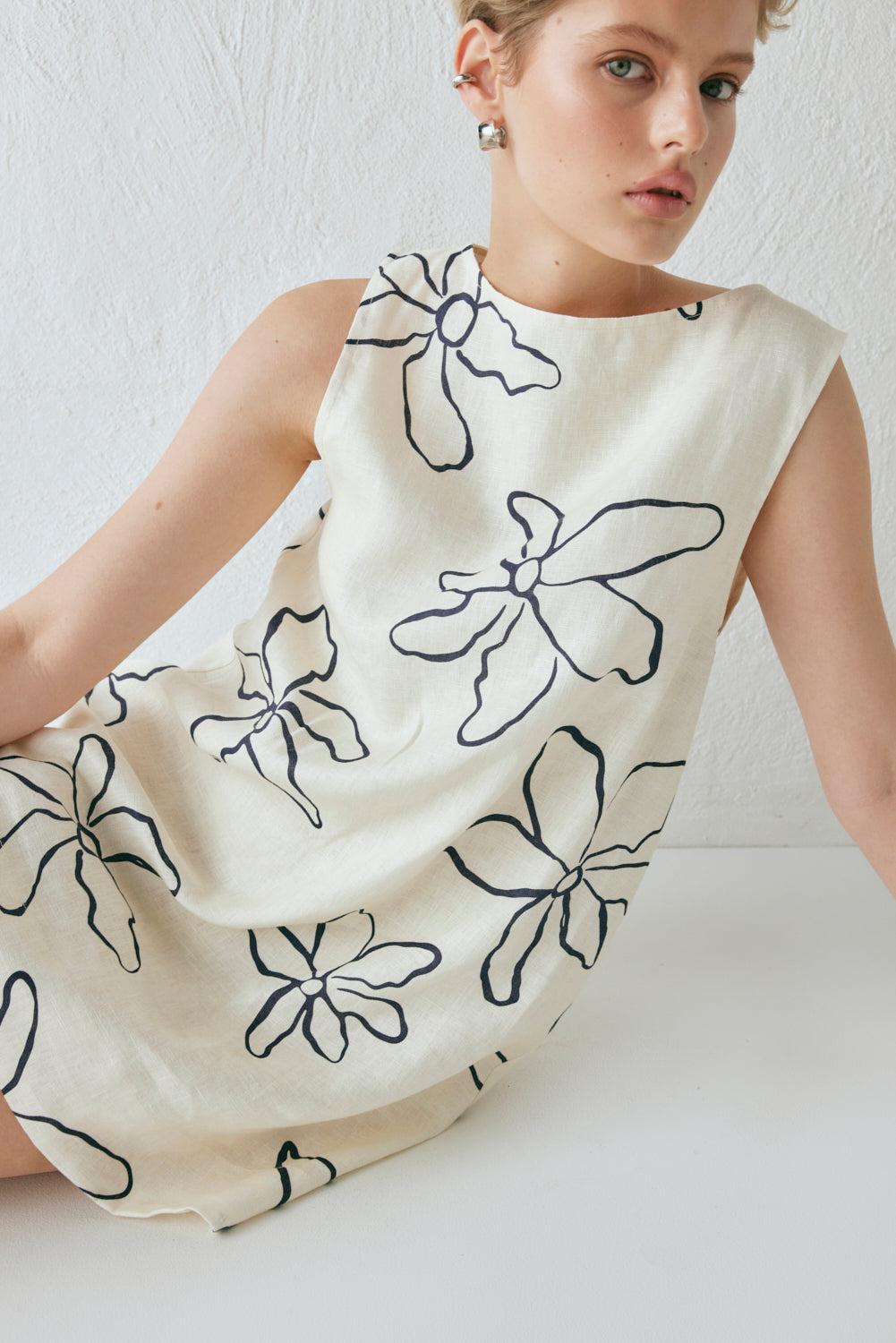 Aftersun Linen Mini Dress Fleur Product Image