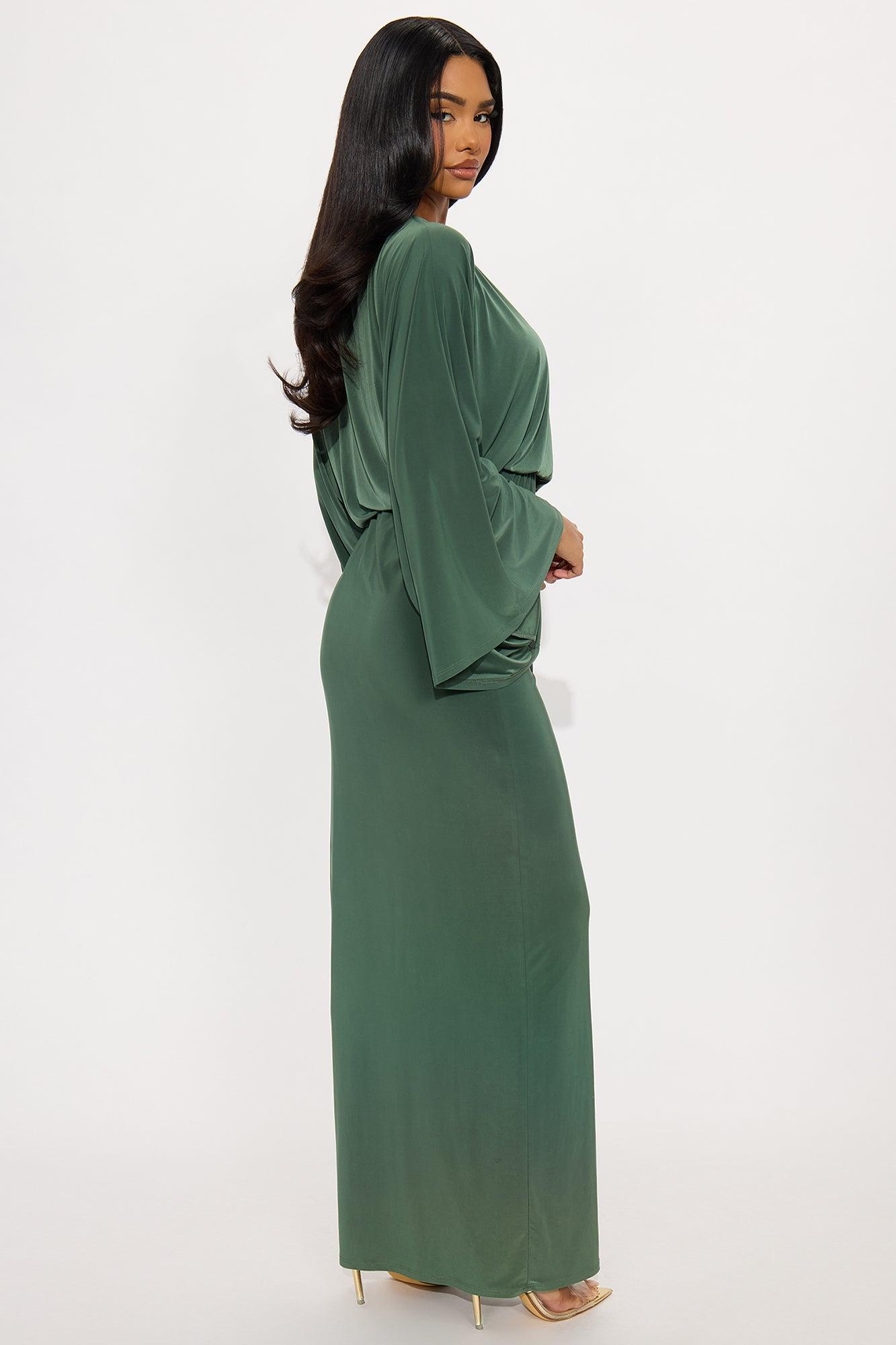 Rebecca Off Shoulder Maxi Dress - Olive Female Product Image