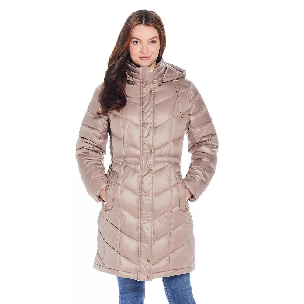 Women's Weathercast Hooded Heavyweight Puffer Coat, Size: XL, Brown Product Image