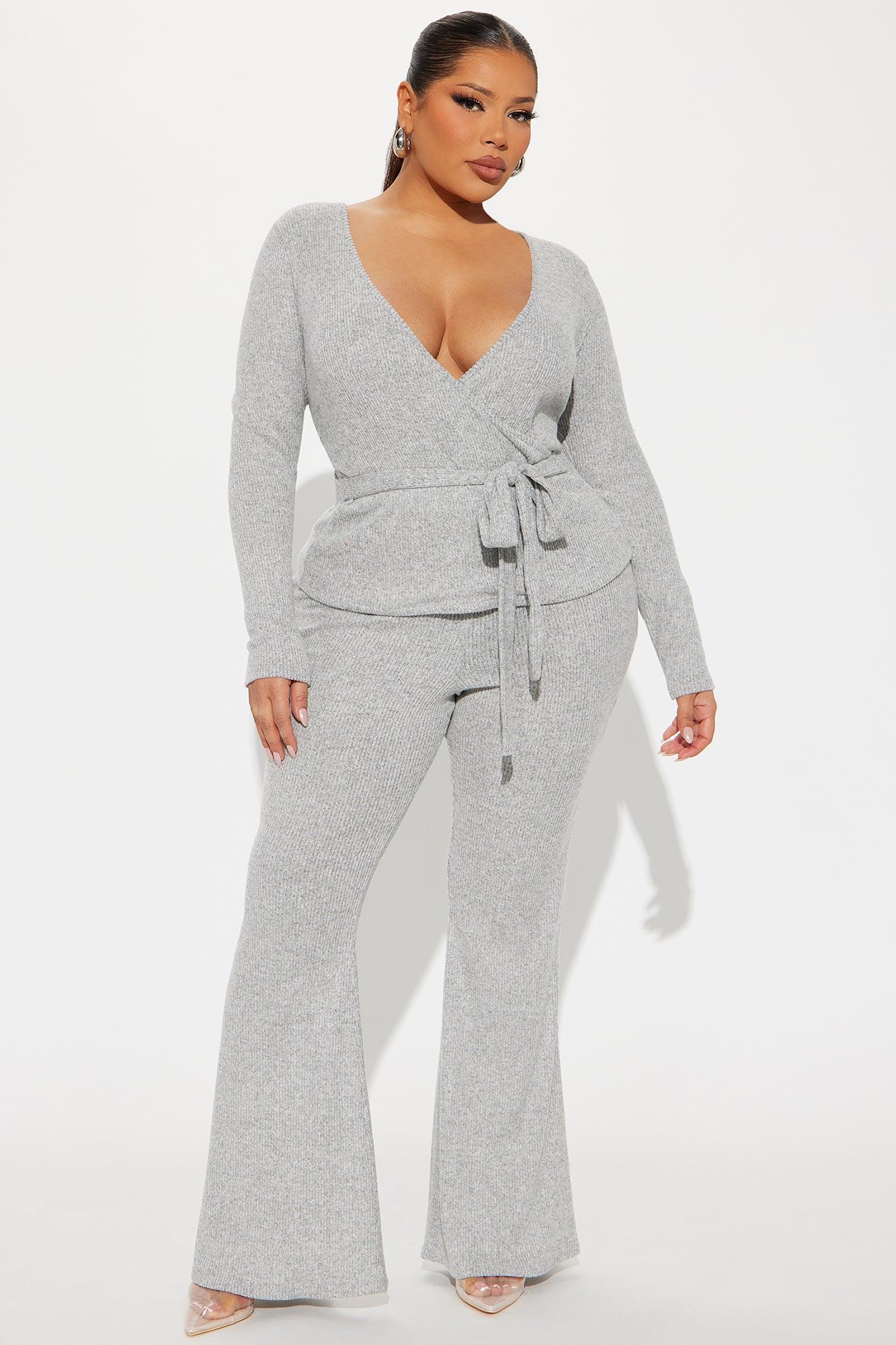 Ease My Mind Cozy Pant Set - Heather Grey Product Image