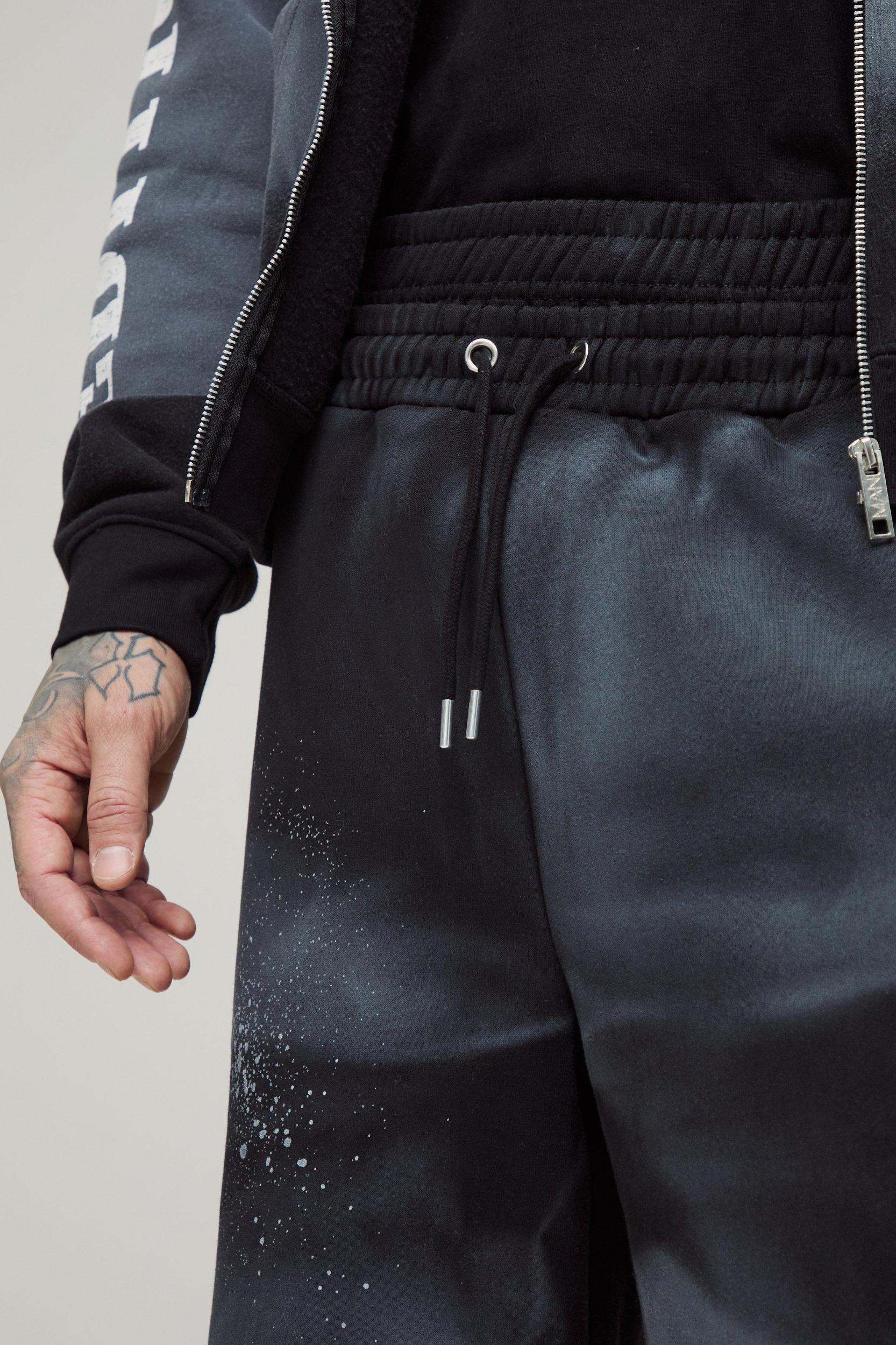 Tall Wide Fit Boxer Spray Wash Embroidered Split Hem Sweatpants | boohooMAN USA Product Image